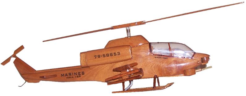 ah1w ah-1w cobra model helicopter wood helicotper model