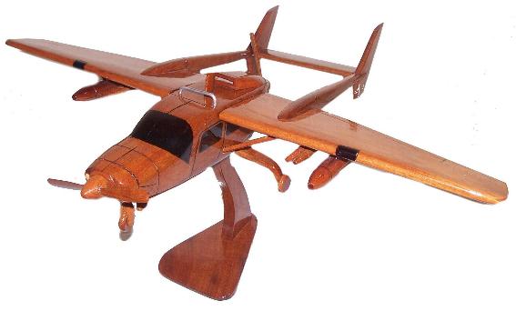 O-2 Skymaster natural mahogany wood, wooden desktop model airplane, aircraft models