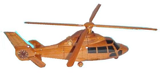 HH-65 DauphinWood Desktop Helicopter Model  Wooden Helicopters  Wood helicopter models Mahogany Helicopter
