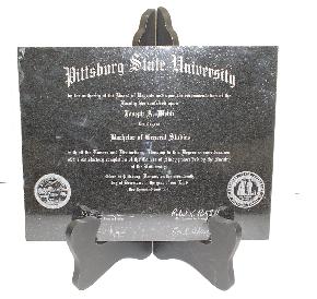 Laser engraved diploma black