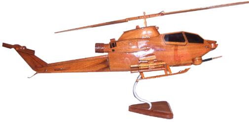 Ah-1  Cobra Wood Desktop Helicopter Model  Wooden Helicopters  Wood helicopter models Mahogany Helicopter