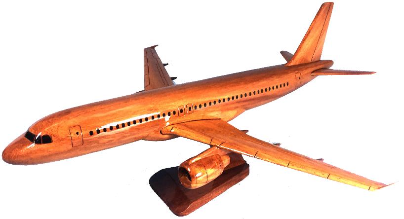 Airbus 320 airplane made from Mahogany